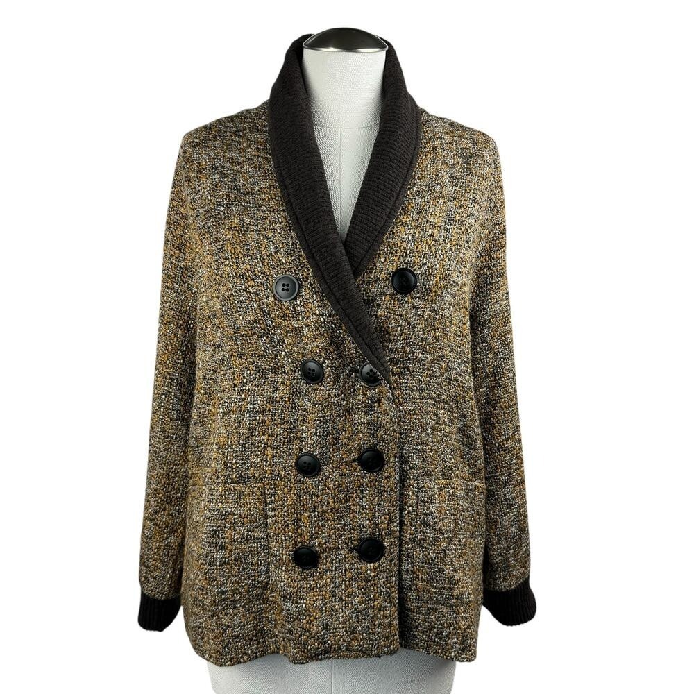 NIC+ZOE Tweed Shawl Collar Double Breasted‎ Blazer Jacket Multi Color Medium